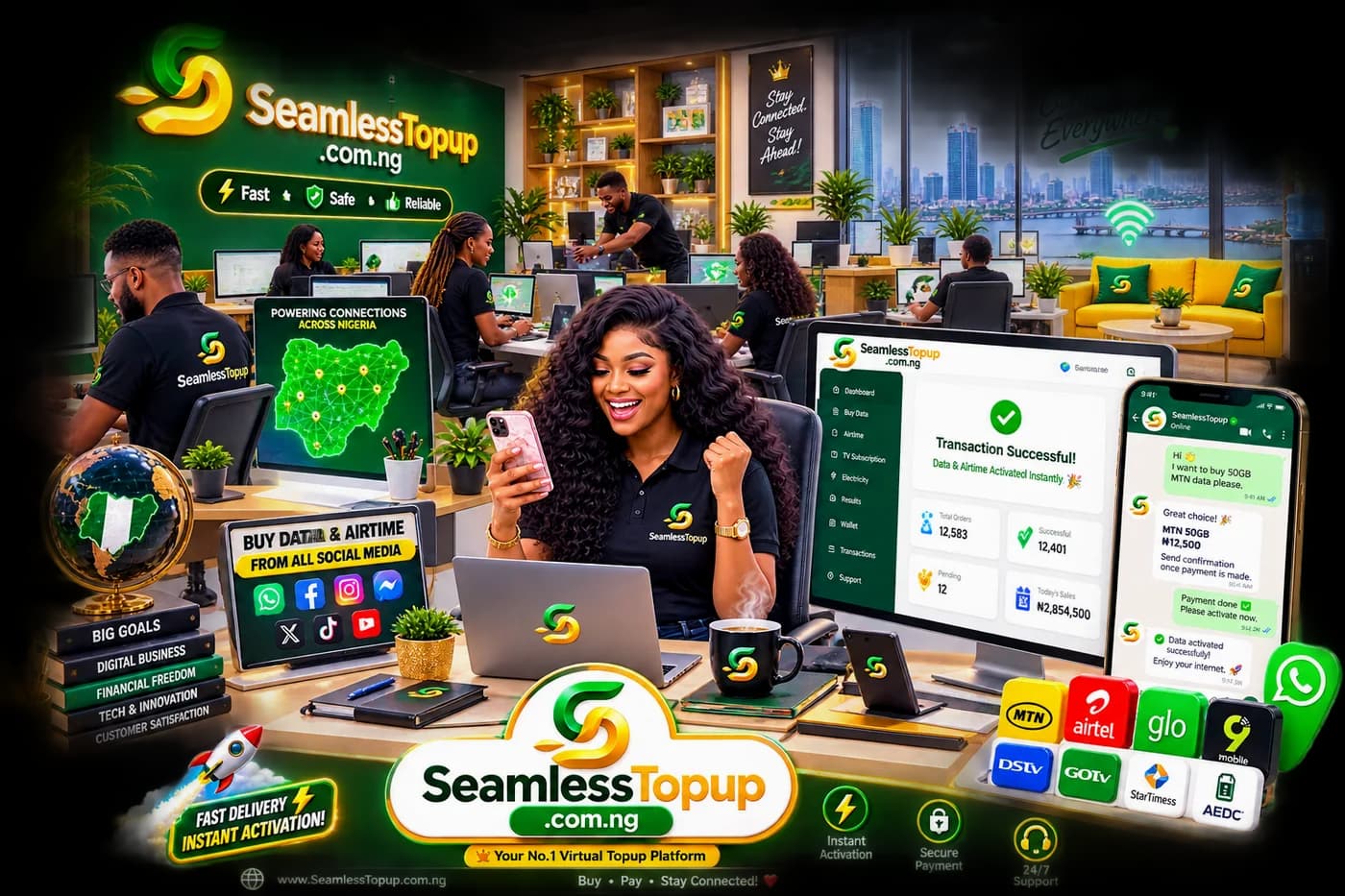 Buying airtime, data and bills on SeamlessTopup